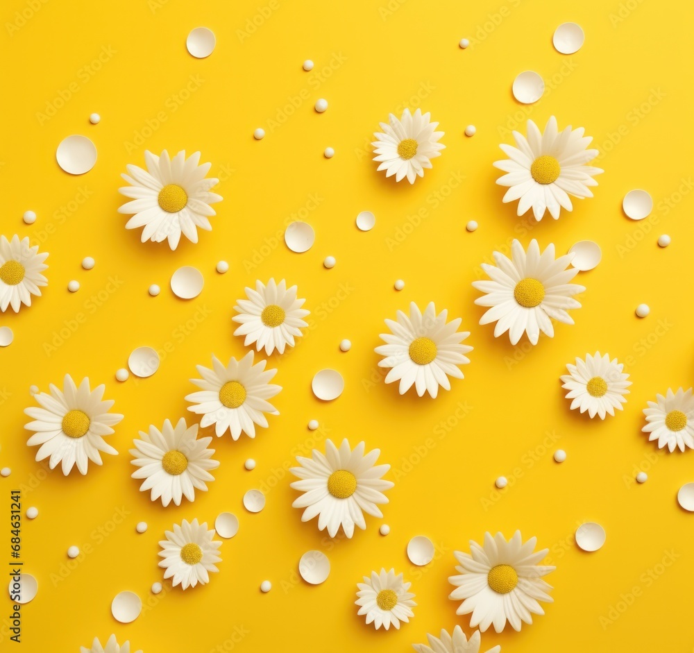 Obraz premium white daisies on a yellow background