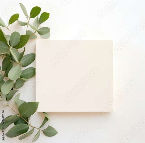 white square paper adorned with a flower