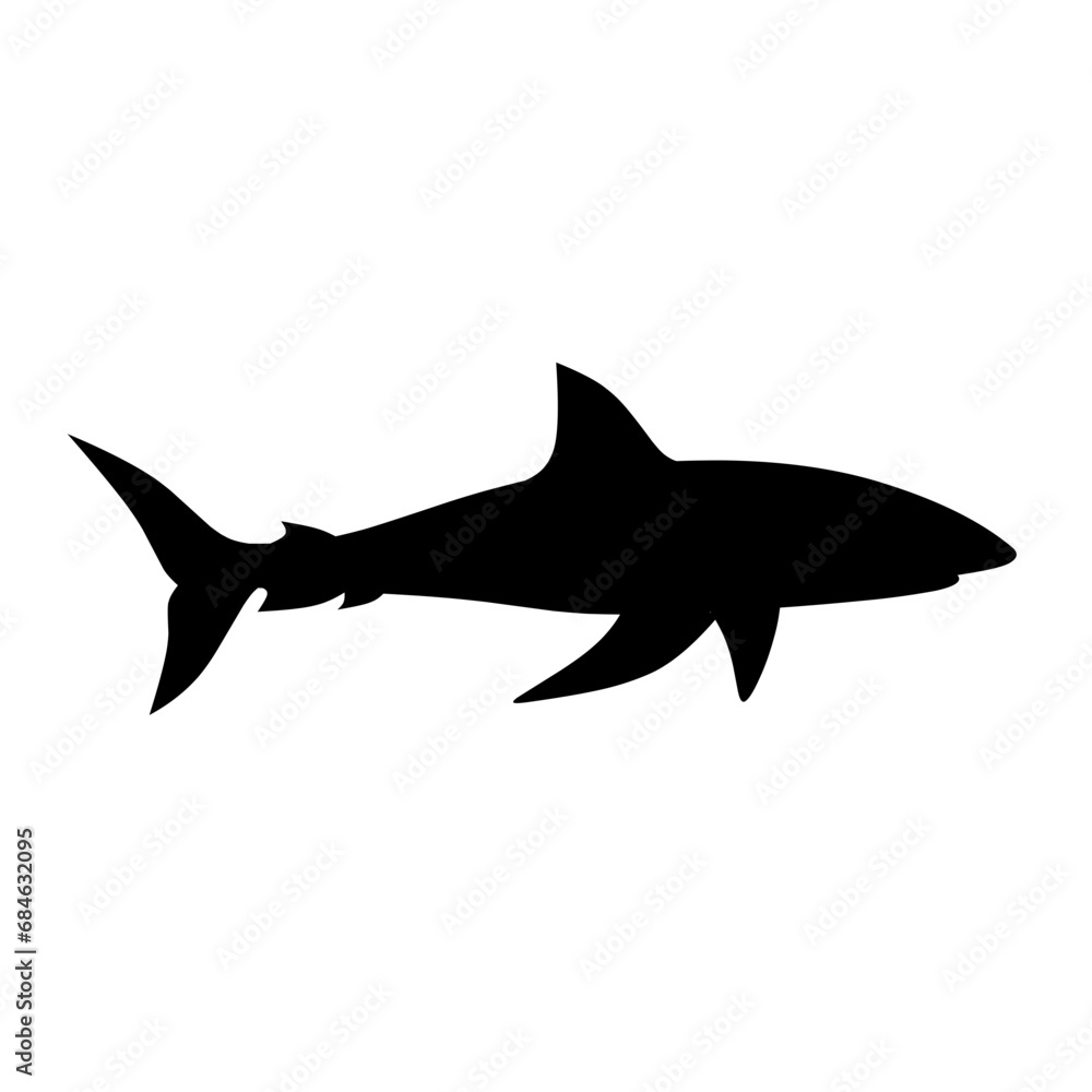 Obraz premium Shark silhouette icon vector. Shark silhouette can be used as icon, symbol or sign. Shark icon vector for design of ocean, undersea or marine
