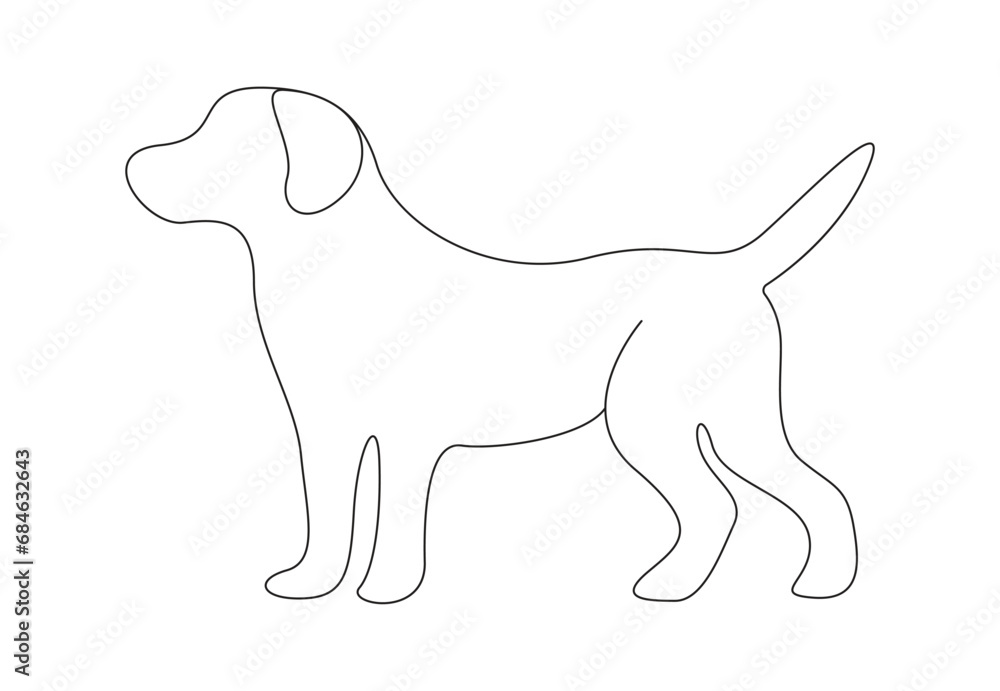 Cute dog continuous single line drawing. Isolated on white background vector illustration. Pro vector. Cute dog continuous single line drawing. Isolated on white background vector illustration. Pro vector.