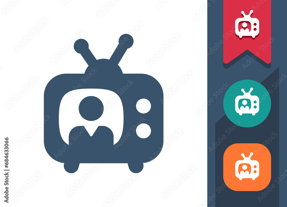 TV Icon. Television Screen, Antique TV, News, Media, News Anchor TV Icon. Television Screen, Antique TV, News, Media, News Anchor