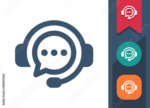 Call Center Icon. Customer Service, Customer Support, Live Chat, Headset, Podcast