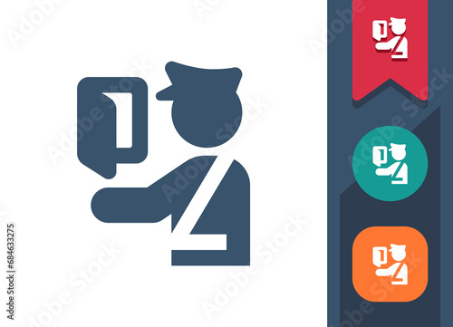 Airport Security Icon. Security Guard, Check, Checkpoint, Document, Passport