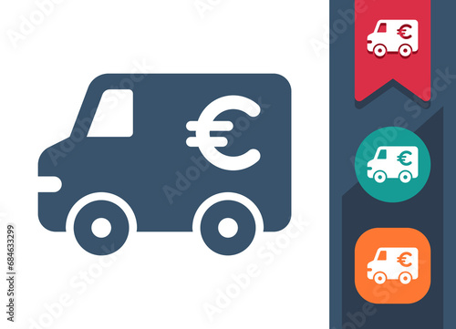 Armored Truck Icon. Money, Van, Euro