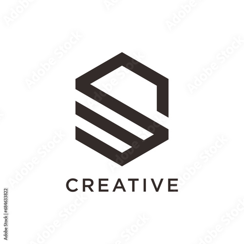 Letter logo SW with hexagon shape concept creative idea
