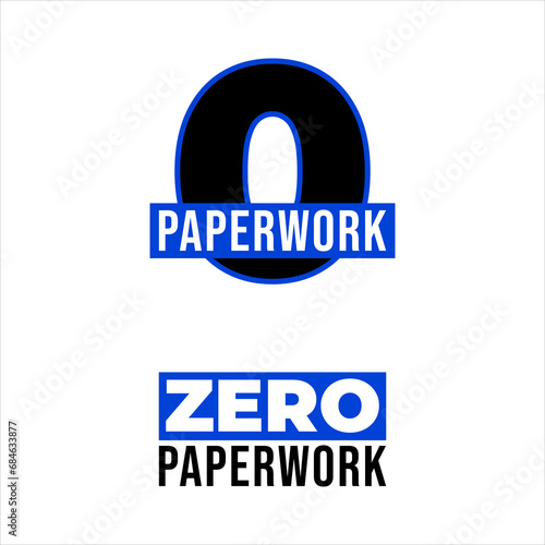 Zero paperwork business company documents icon label design vector