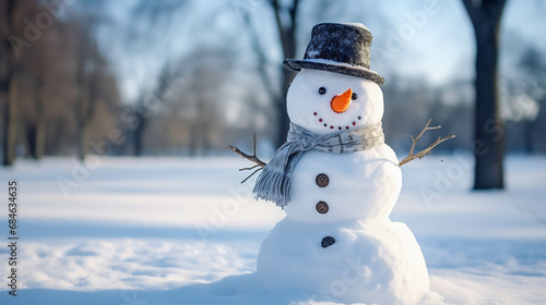 Snowman in winter and Christmas festival. © Gun