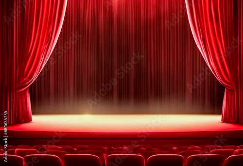 Teatro in Rosso- Scenografia con Sipario Realistico e Riflettori