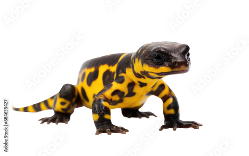 Fire Salamander Adorned with Striking Black and Yellow Markings Isolated on a Transparent Background PNG