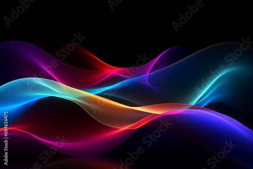 Wallpaper Mural Curved colorful neon light waves. Torontodigital.ca