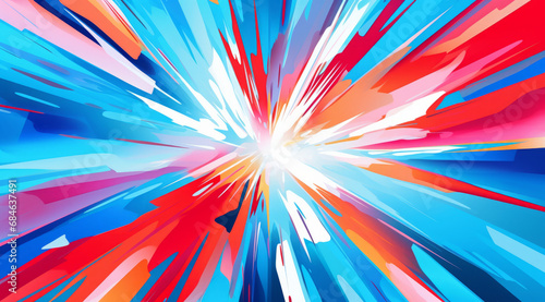 A radiant abstract vector explosion of vivid colours, creating a powerful sense of energy and movement. photo