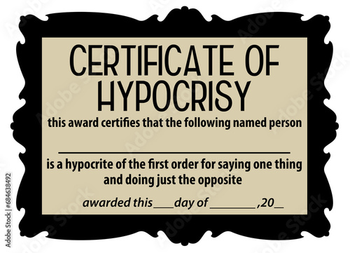 certificate of hypocrisy photo