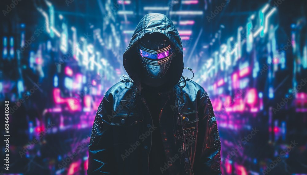 In the shadows of cyberspace, a clandestine hacker manipulates lines of ...