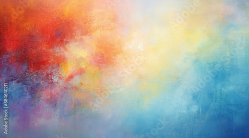 Gentle brushstrokes of pastel colours blend on a canvas creating a soft, soothing abstract art. photo
