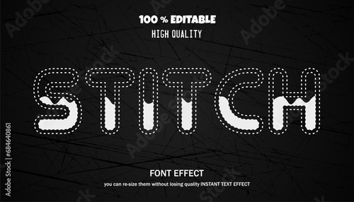 3d Stitch text effect. Editable text effect.