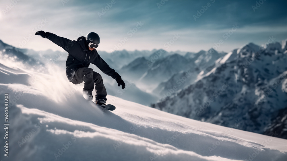 Discesa Sulla Neve- Lo Snowboarder in una Scena di Azione Mozzafiato