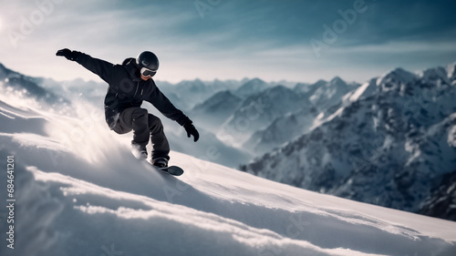 Discesa Sulla Neve- Lo Snowboarder in una Scena di Azione Mozzafiato