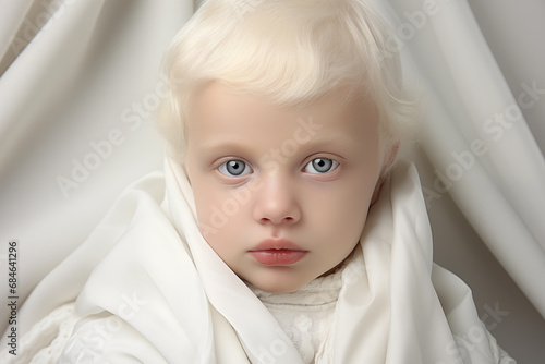Cute baby toddler - Pale skin - albino - albinism concept photo