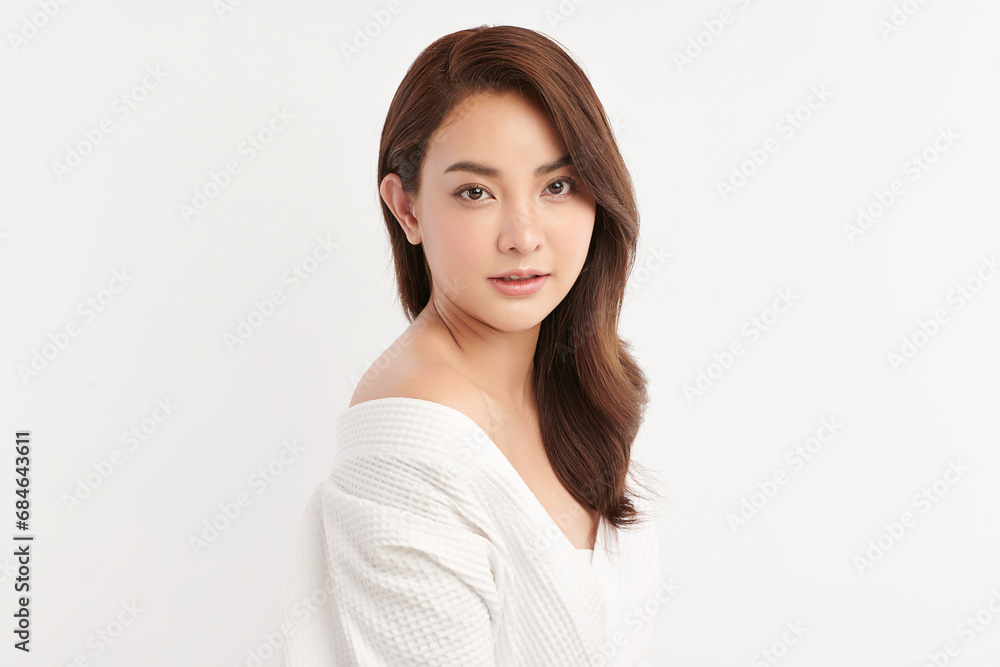 Beautiful young asian woman with clean fresh skin on white background, Face care, Facial treatment, Cosmetology, beauty and spa, Asian women portrait. Beautiful young asian woman with clean fresh skin on white background, Face care, Facial treatment, Cosmetology, beauty and spa, Asian women portrait.