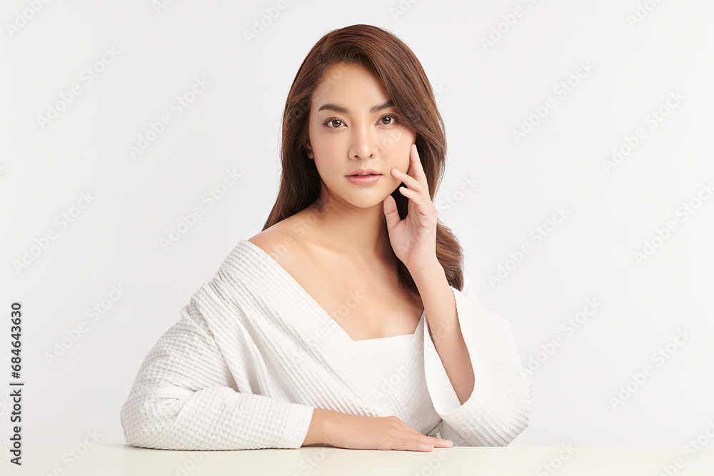 Beautiful young asian woman with clean fresh skin on white background, Face care, Facial treatment, Cosmetology, beauty and spa, Asian women portrait. Beautiful young asian woman with clean fresh skin on white background, Face care, Facial treatment, Cosmetology, beauty and spa, Asian women portrait.