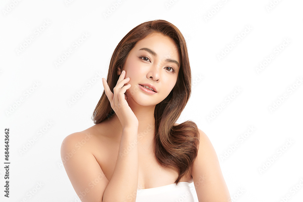 Beautiful young asian woman with clean fresh skin on white background, Face care, Facial treatment, Cosmetology, beauty and spa, Asian women portrait. Beautiful young asian woman with clean fresh skin on white background, Face care, Facial treatment, Cosmetology, beauty and spa, Asian women portrait.