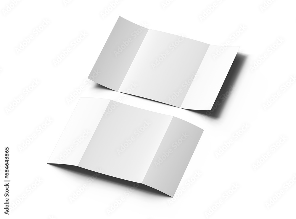 Blank A4 Gate Fold Brochure 3d render on transparent background Blank A4 Gate Fold Brochure 3d render on transparent background