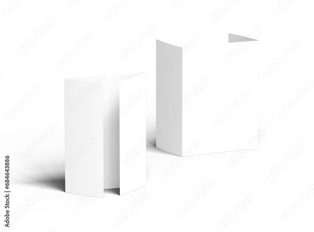Blank A4 Gate Fold Brochure 3d render on transparent background Blank A4 Gate Fold Brochure 3d render on transparent background