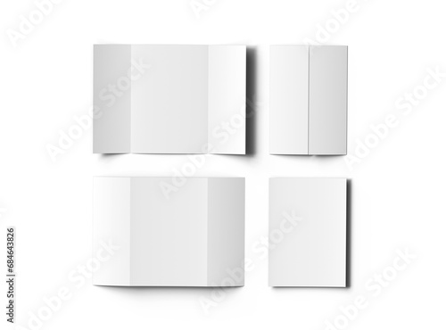 Blank A4 Gate Fold Brochure 3d render on transparent background 