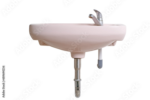 Ceramic washbowl on white background.