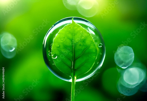 Goccia di Sostenibilità- Icona per la Riduzione dell'anidride carbonica sulle Foglie Verdi