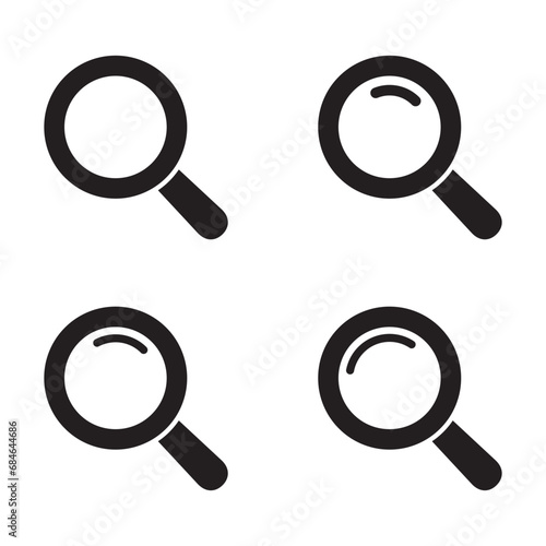 Magnifying glass icon, vector magnifier or loupe sign. Web search icon.