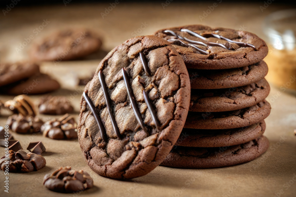 chocolate cookies, generated by artificial intelligence chocolate cookies, generated by artificial intelligence