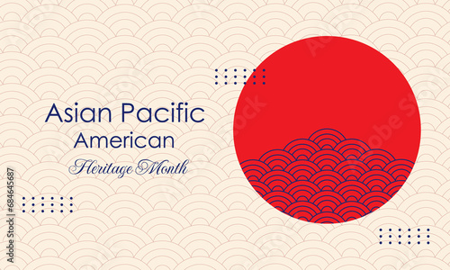 May Asian American and Pacific Islander Heritage Month. Illustration with text, Chinese pattern. Asia Pacific American Heritage Month, Vector photo