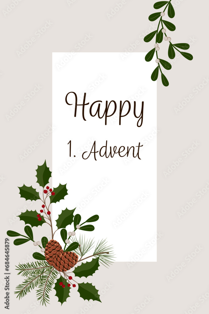 Happy 1. Advent - Schriftzug in englischer Sprache - Fröhlicher 1 ...