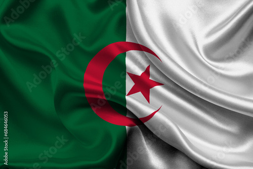 High detailed flag of Algeria. National Algeria flag. Africa. 3D illustration.