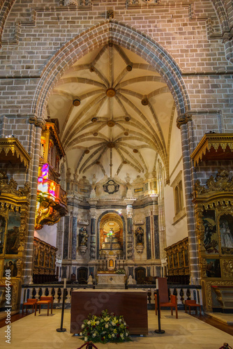 Altar inside of Saint Francis church Igreja de Sao Francisco and monastery or in Evora  Alentejo  Portugal