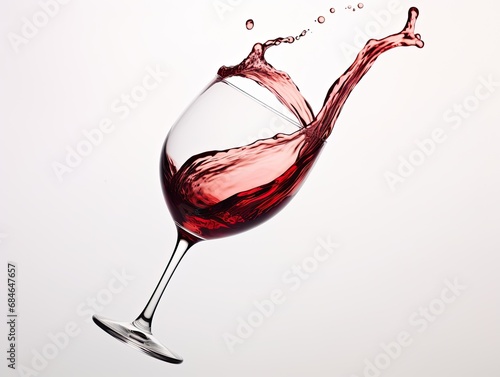 red vineglass with splashes on white background.  photo