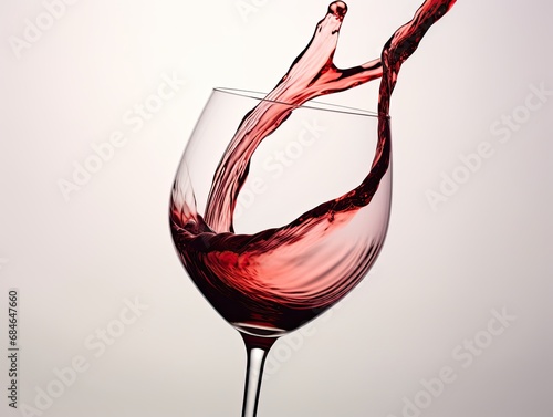 red vineglass with splashes on white background.  photo