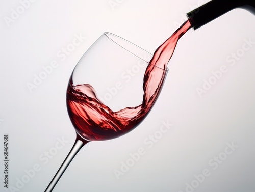 red vineglass with splashes on white background. 