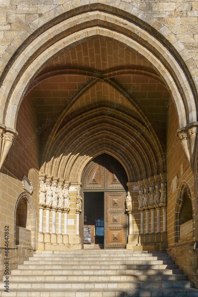 Entrance of the Cathedral of Nossa Senhora da Assuncao in Evora, Alentejo, Portugal