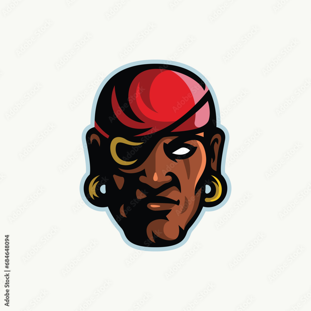 Pirate head retro illustration mascot