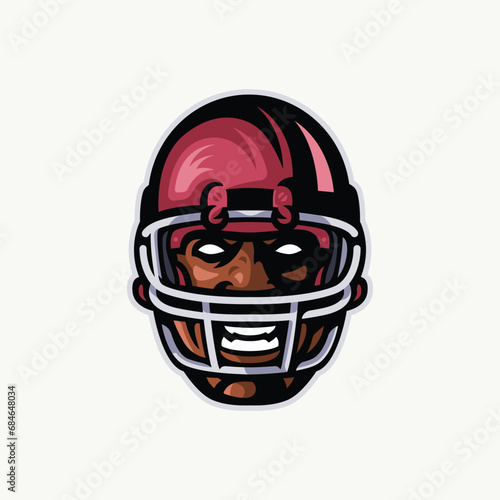American football player head retro illustration mascot (ID: 684648034)