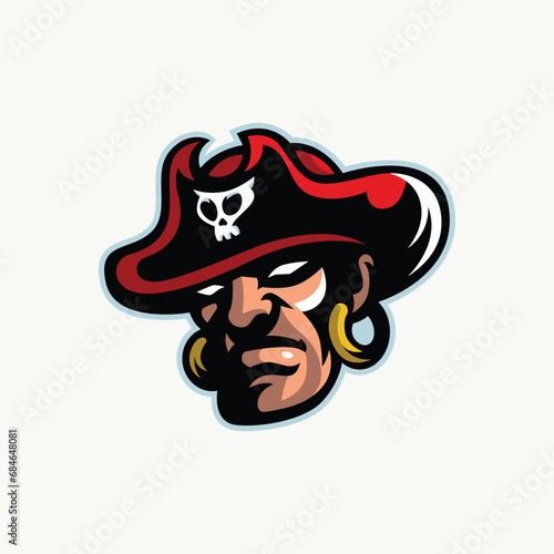 Pirate head retro illustration mascot (ID: 684648081)