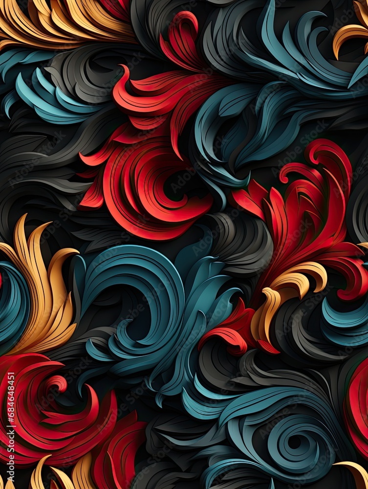 floral wallpaper pattern with 3D elements. floral wallpaper pattern with 3D elements.