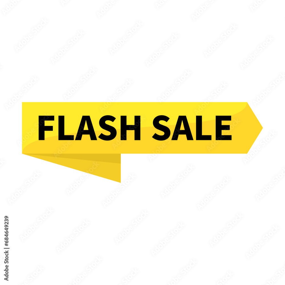 Flash Sale In Yellow Rectangle Ribbon Shape For Promotion Business Marketing Social Media Information
