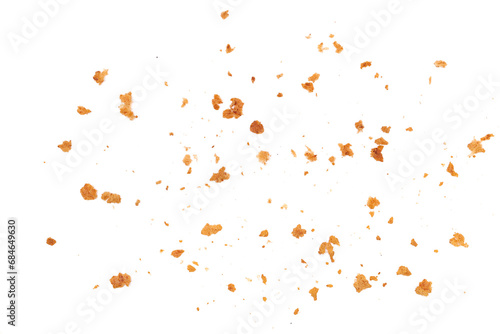 Pile cake crumbs, cookie flying isolated on white, clipping path photo