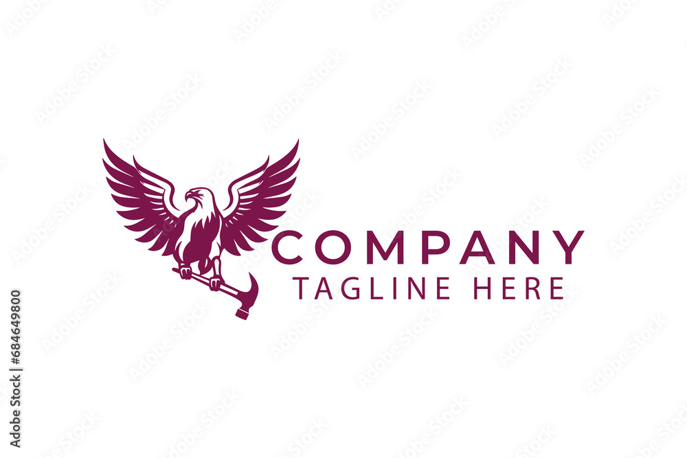 Eagle flying logo, Eagle logo, Eagle illustration, Eagle with hammer