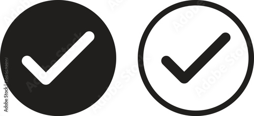 Check circle icon set in two styles isolated on white background . Agree icon .Tick icon
