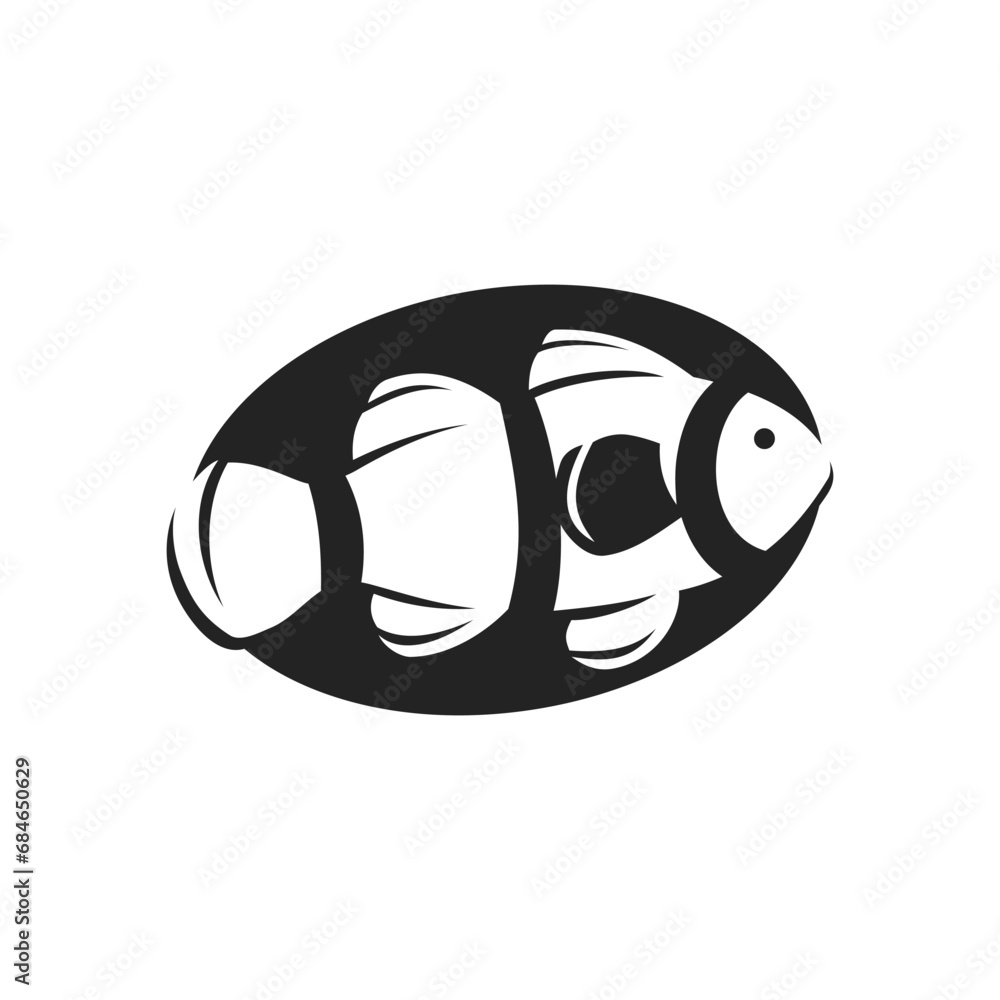 Clown Fish logo template Isolated. Brand Identity. Icon Abstract Vector graphic Clown Fish logo template Isolated. Brand Identity. Icon Abstract Vector graphic