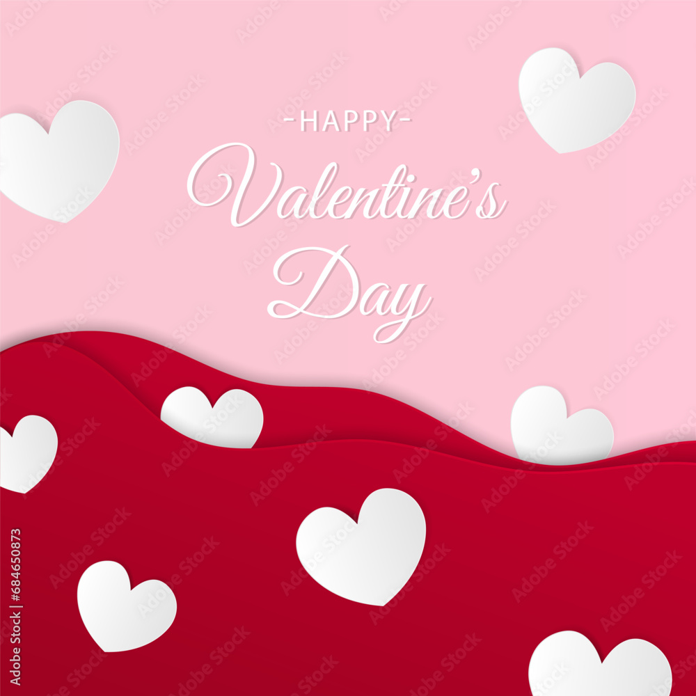 Happy valentines day greeting card in paper cut style Happy valentines day greeting card in paper cut style